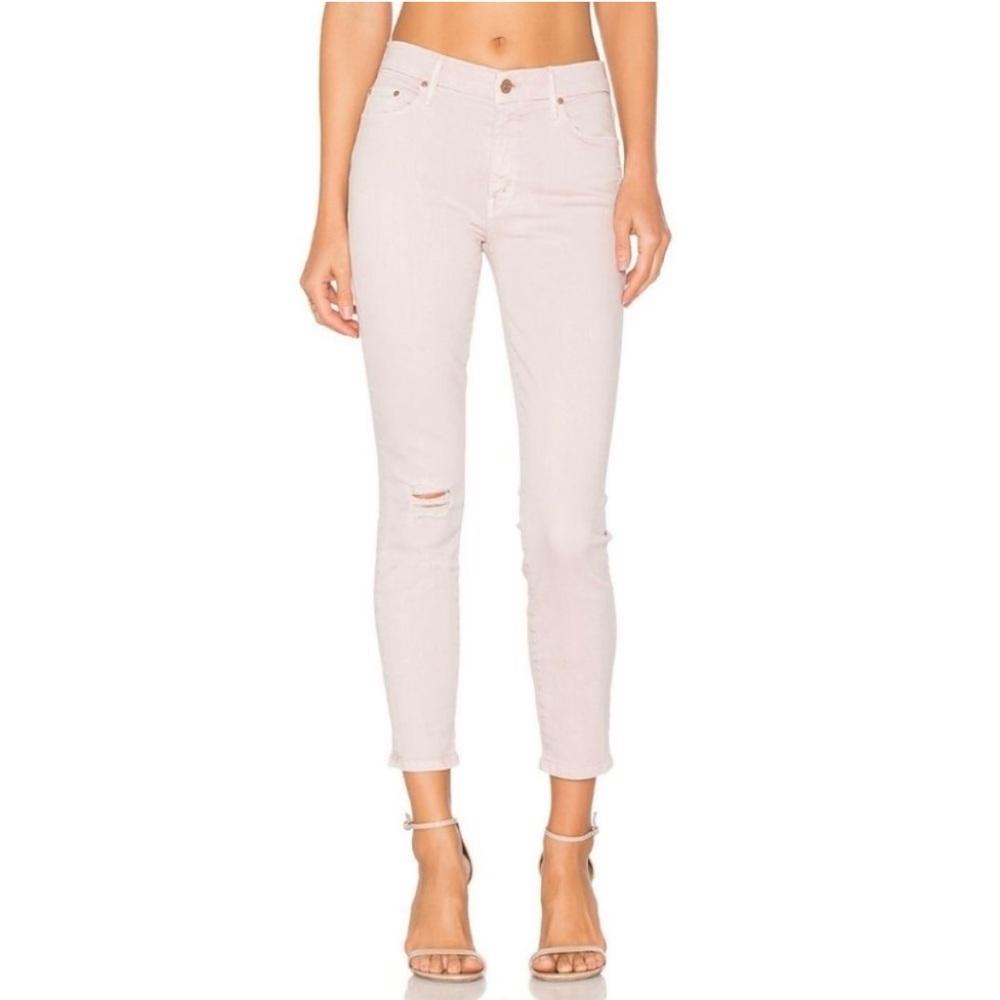 MOTHER The Looker Distressed Cropped Skinny Jeans